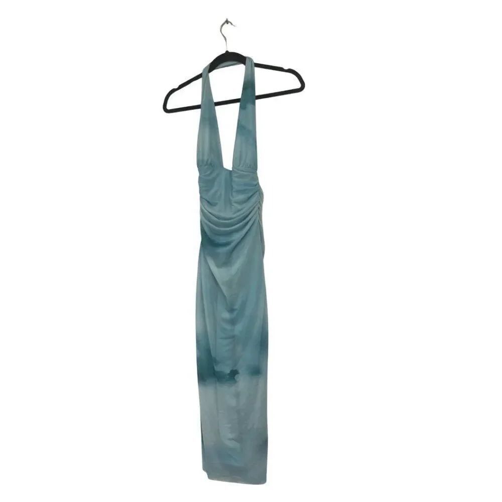 Zara Womens Halter Dress Medium Green Printed Tulle BLOGGER FAVE 3067/366 NWT